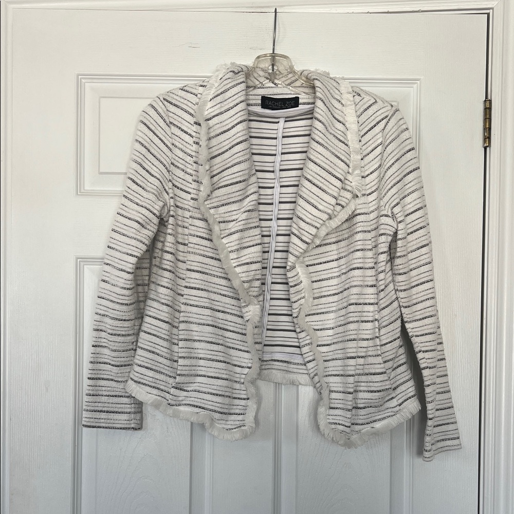 Rachel Zoe White and Black Striped Cardigan
